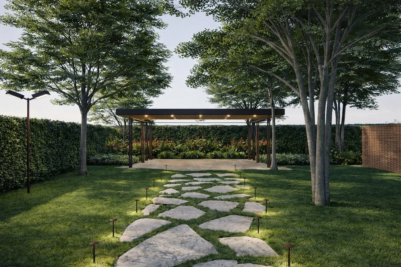 Jardim com caminho de pedras