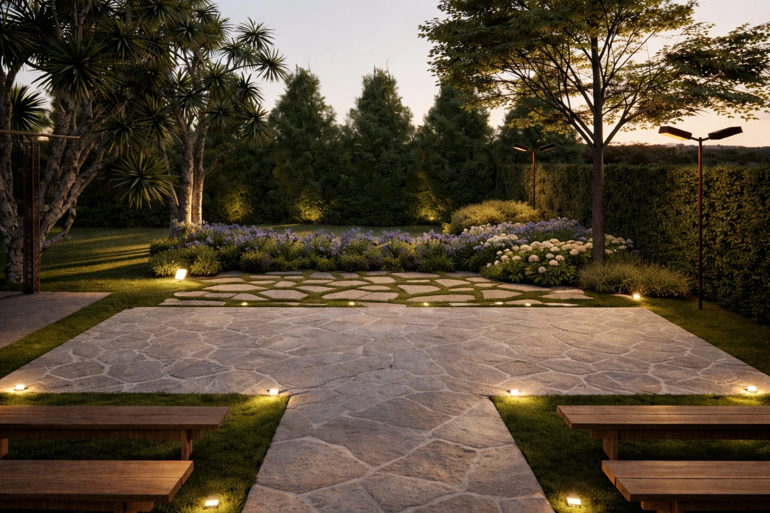 Jardim com espelhos d'água